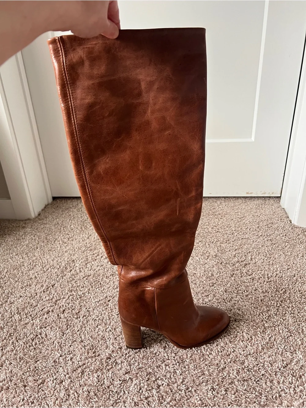Free People Chestnut Brown Over-the-Knee Leather Boots